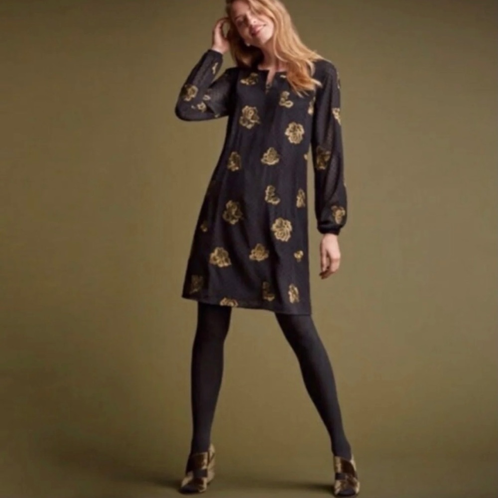 CAbi 3695 black Swiss dot tunic dress sz M